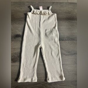 Cream Kids Ribbed Jumpsuit